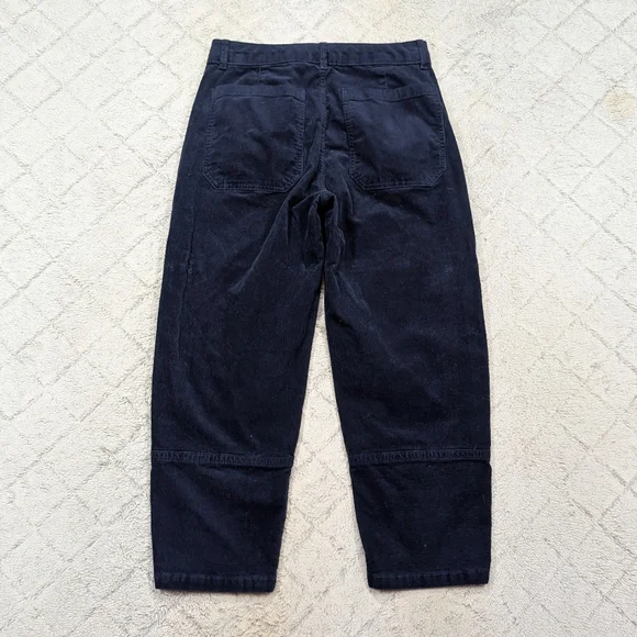 Everlane Pants Womens 10 Blue Navy Corduroy Barrel Leg Cotton Stretch Casual - Picture 9 of 9